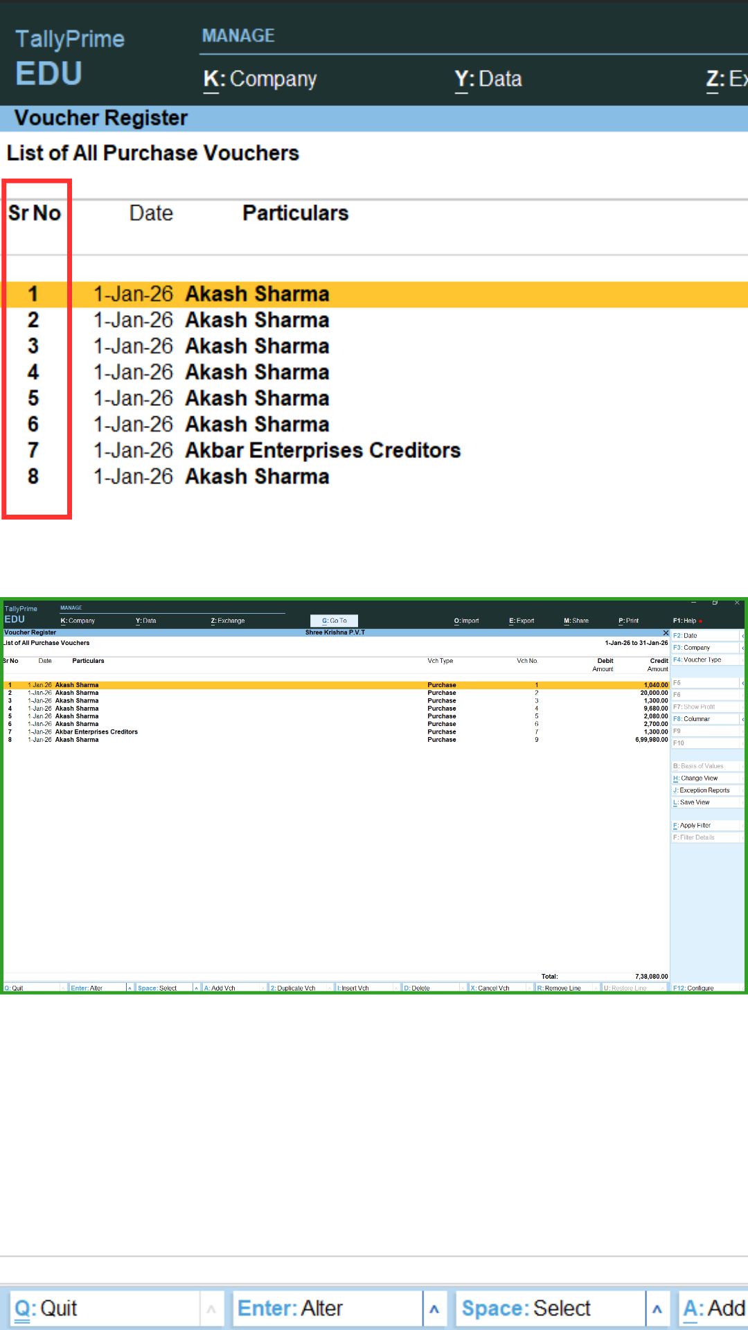 Show Sr No in Vouchers and Reports (3)